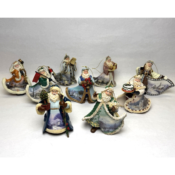 Thomas Kinkade Old World Santa Ashton Drake Ornaments Set of 9 Christmas Lot 4